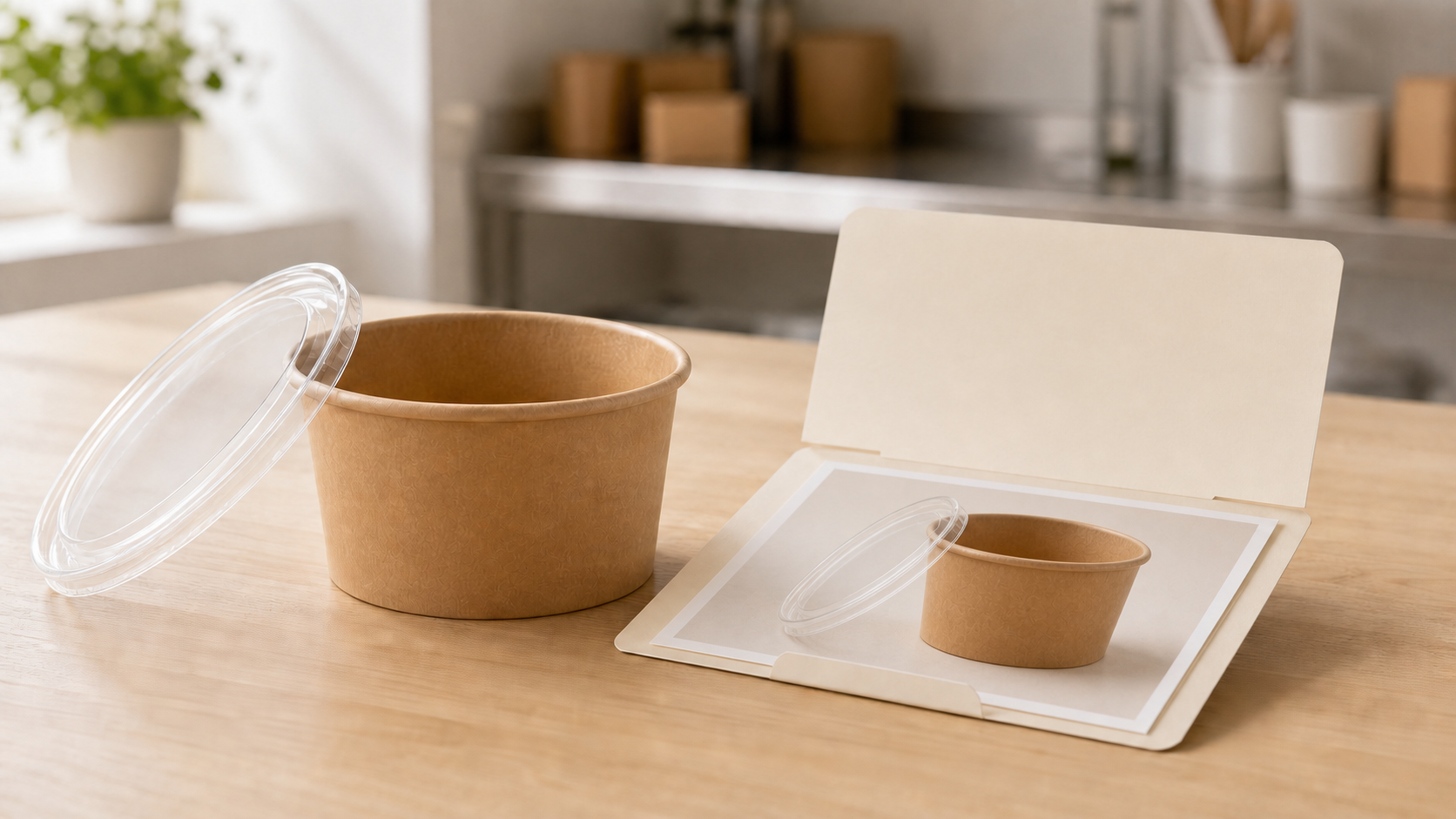Quoted kraft bowl matched visually to the same bowl shown in supplier documentation