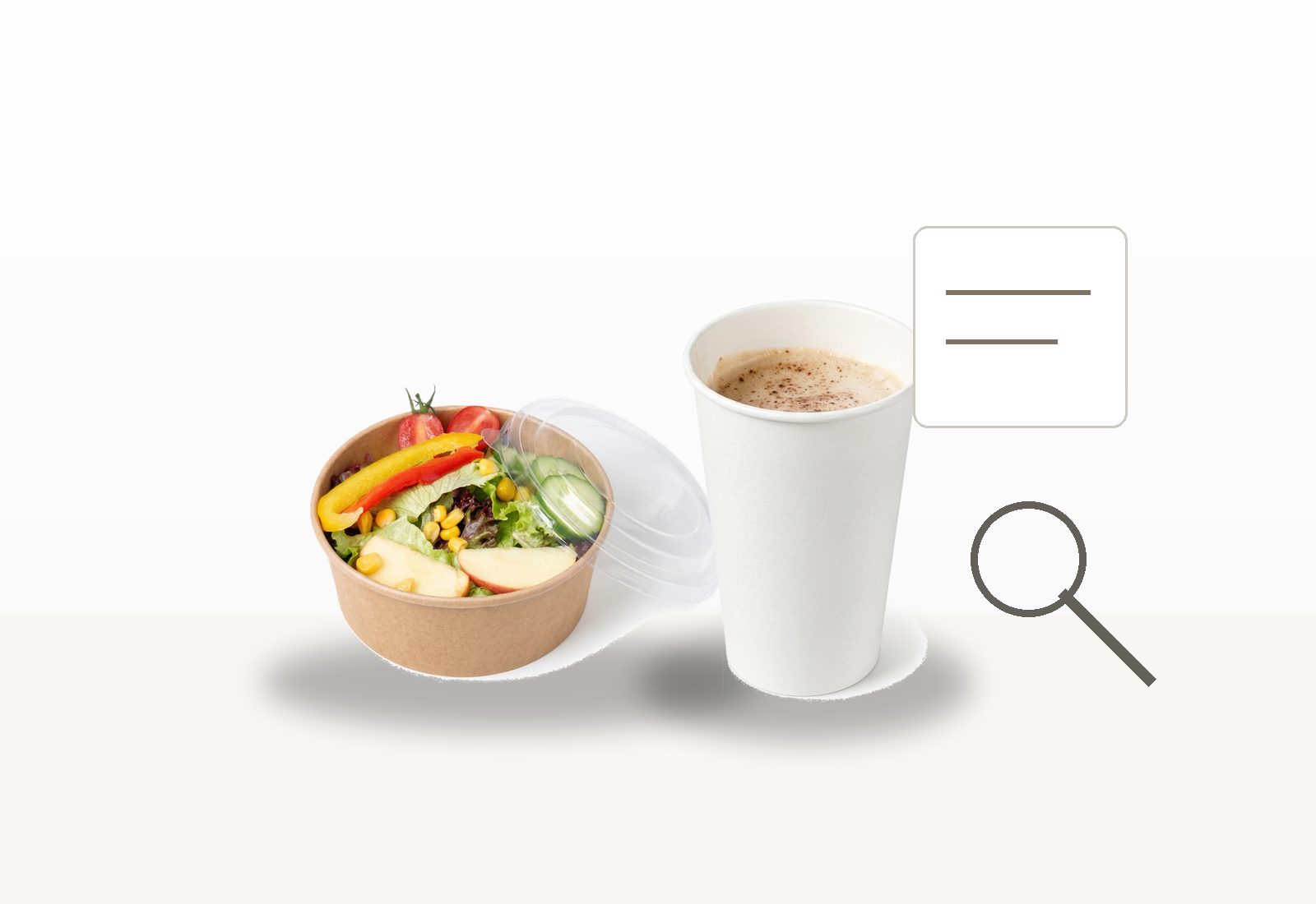 Unbranded quality control scene with food packaging arranged centrally on a production counter