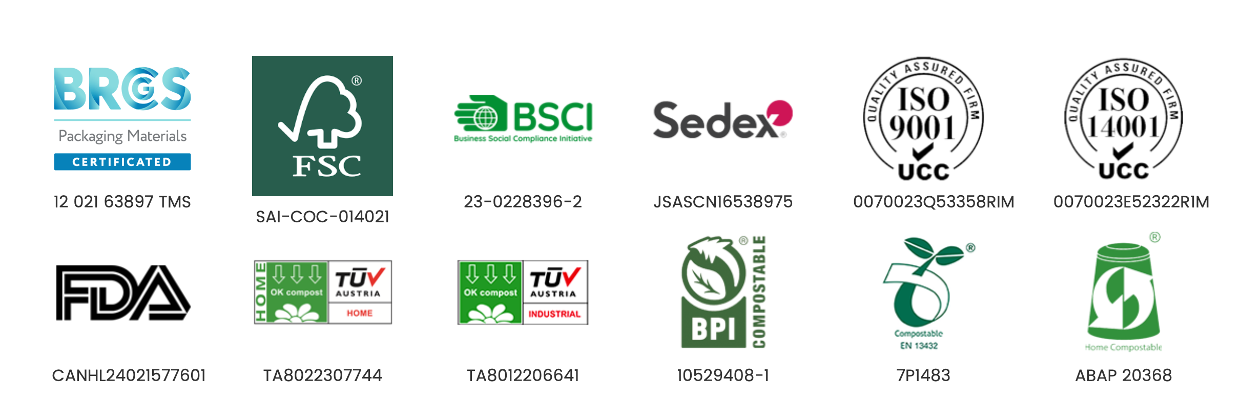 Certificate reference icons arranged centrally