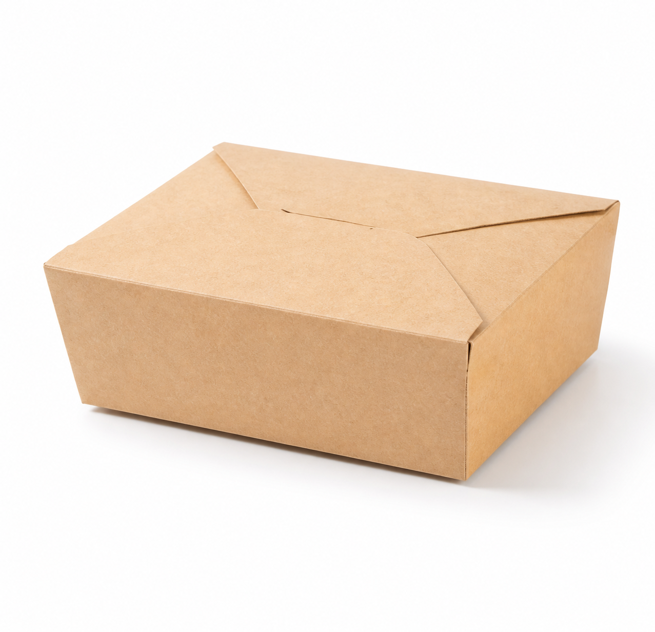 Centered kraft paper food box on a white background