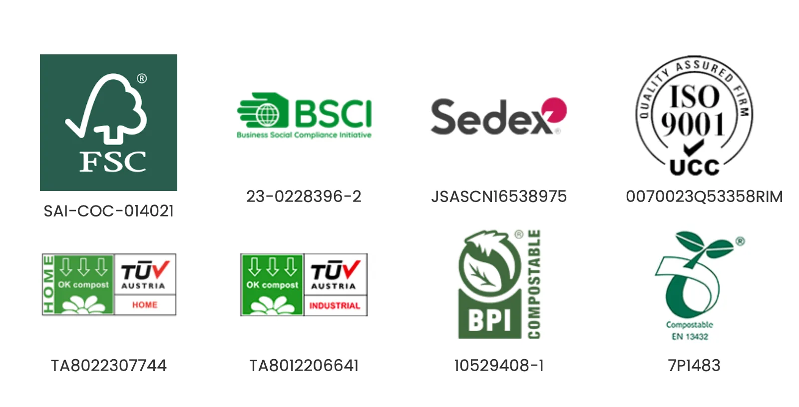 Certificate reference icons arranged centrally