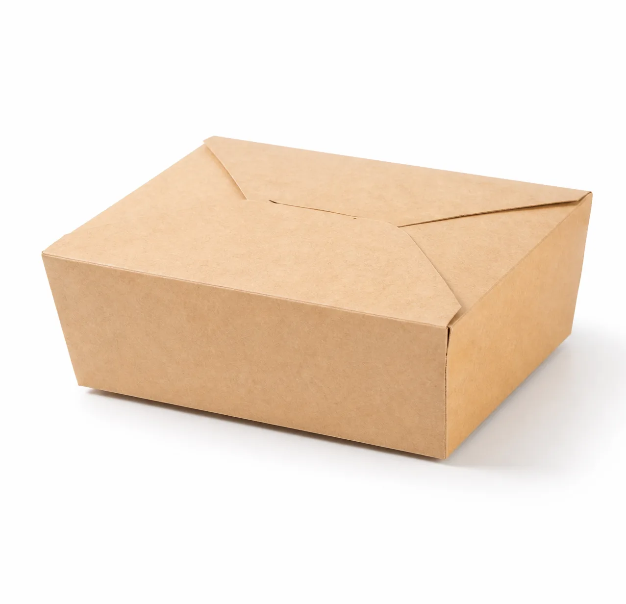 Centered kraft paper food box on a white background
