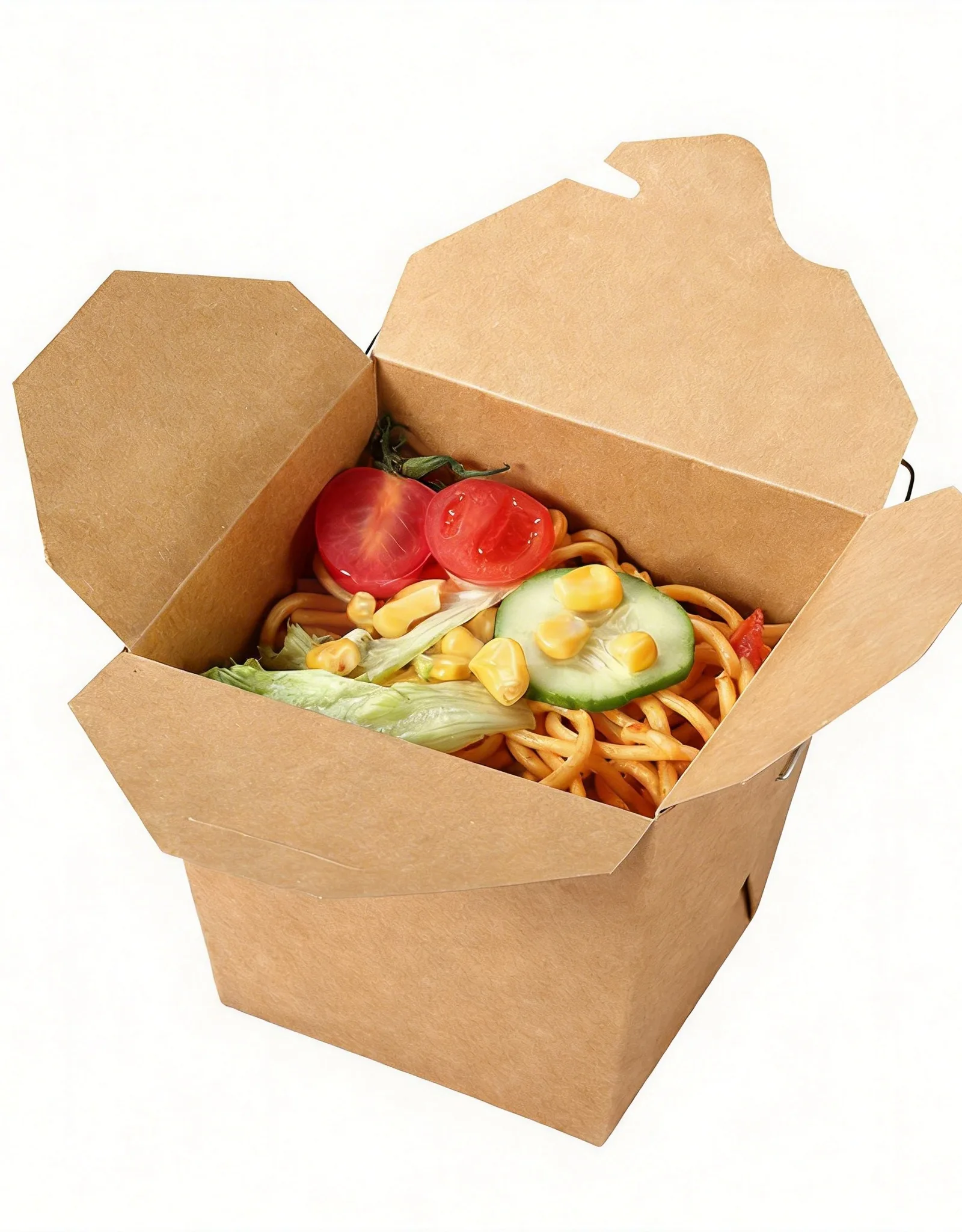 Kraft Square Food Box-Wire Handle 450ml