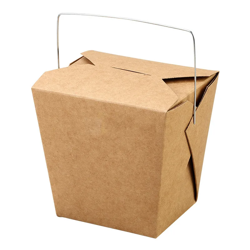 Kraft Square Food Box-Wire Handle 450ml thumbnail 2